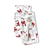 Dog Bones with Bows -  White, Red 