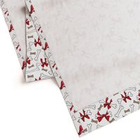 Dog Bones with Bows -  White, Red 