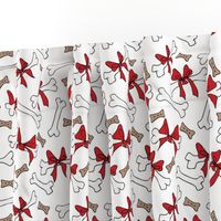 Dog Bones with Bows -  White, Red 