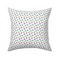 Tiny kitty cat paw prints - rainbow on white