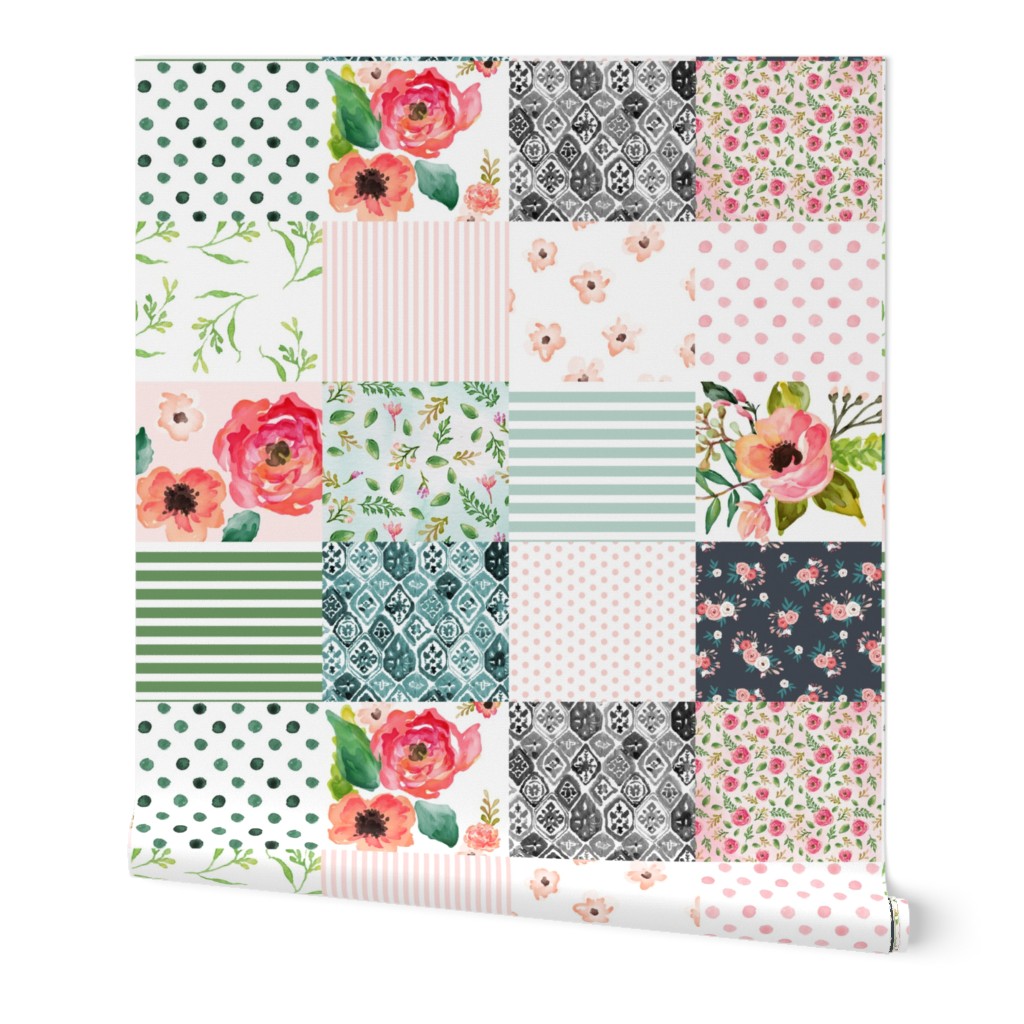 Floral Dreams  - Whole Cloth / Cheater Quilt 