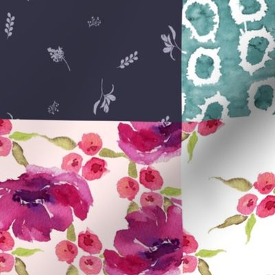 Purple Florals  - Whole Cloth / Cheater Quilt 