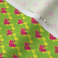 Tropical floral leaf on Chartreuse Hot Pink_Miss Chiff Designs