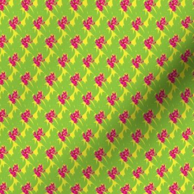 Tropical floral leaf on Chartreuse Hot Pink_Miss Chiff Designs