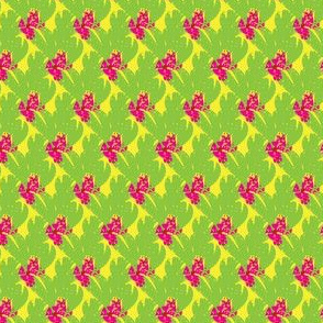 Tropical floral leaf on Chartreuse Hot Pink_Miss Chiff Designs