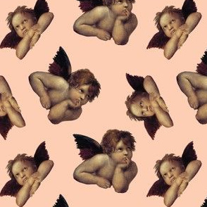 Classical Cherub Toss in Peach Fresco