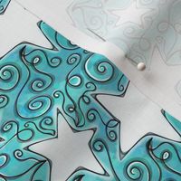 White Stars on Cosmic Teal Blue