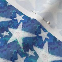 White Chalk Stars on Cerulean Blue