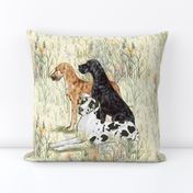 Harlequin Black and Brindle Great Danes in Wildflowers for Pillow