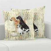 Harlequin Black and Brindle Great Danes in Wildflowers for Pillow