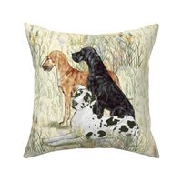Harlequin Black and Brindle Great Danes in Wildflowers for Pillow