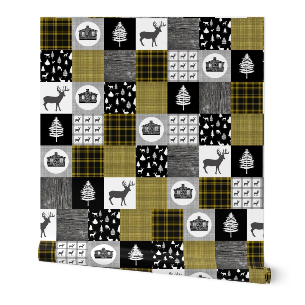 Cozy Cabin Wholecloth Quilt Top || Yellow Plaid