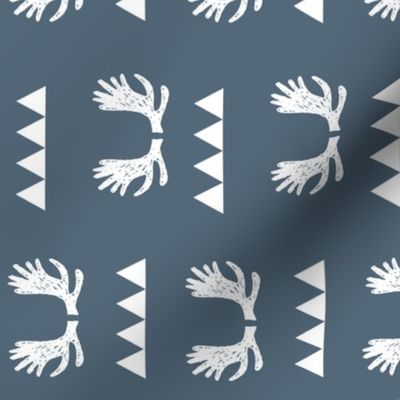 moose antlers // blue grey moose fabric kids boys outdoors adventure camping moose fabric andrea lauren fabric andrea lauren design