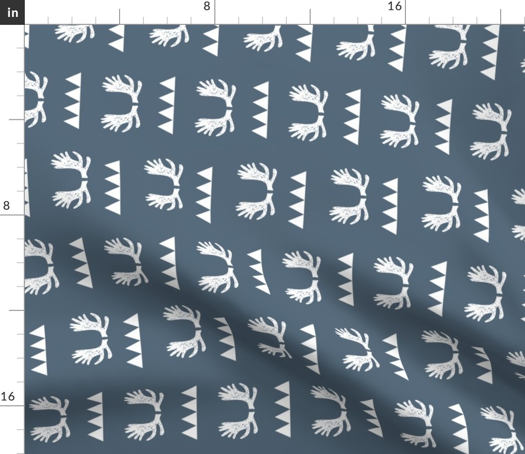 moose antlers // blue grey moose fabric kids boys outdoors adventure camping moose fabric andrea lauren fabric andrea lauren design