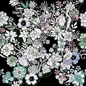 Colorful black detailed floral pattern