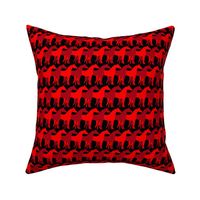 Two Inch Red and Dark Red Overlapping Horses on Black