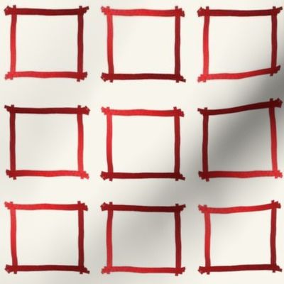 Hand-painted metallic red frames on off-white by Su_G_©SuSchaefer