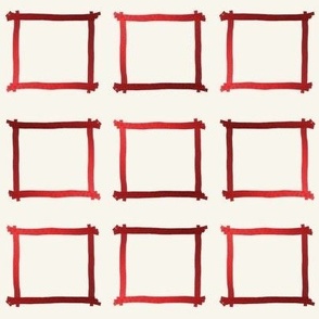 Hand-painted metallic red frames on off-white by Su_G_©SuSchaefer