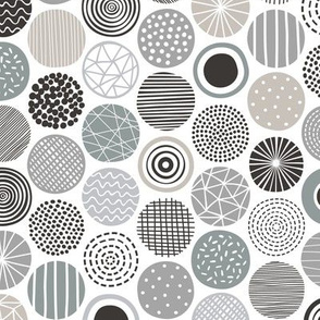 Dots Geometrical Patterned Black&White Grey