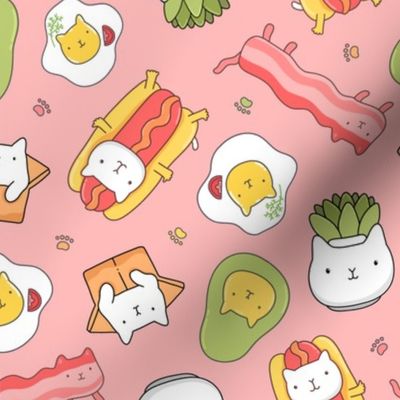 Funny succulent, hot dog, bacon and egg cats