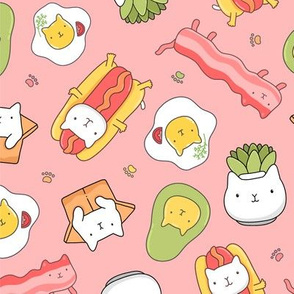 Funny succulent, hot dog, bacon and egg cats