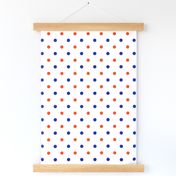 Royal blue and orange team color polka dot