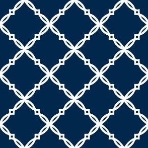 Yellow and blue team color Navy Blue Diamond Trellis