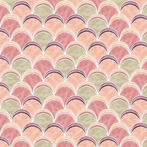 Abstract waves in salmon and green