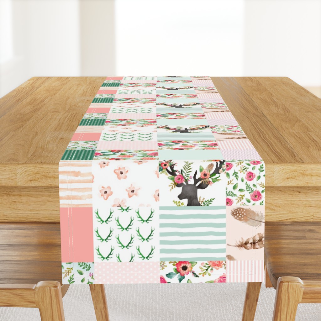 Floral Dreams Deer - Whole Cloth / Cheater Quilt