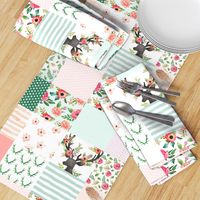 Floral Dreams Deer - Whole Cloth / Cheater Quilt