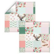 Floral Dreams Deer - Whole Cloth / Cheater Quilt