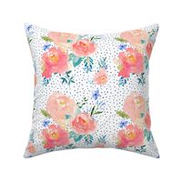 Floral Sweet Pastel - Shibori Blue Polka Dots and Blue Branches