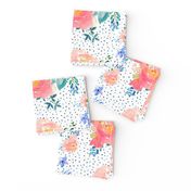 Floral Sweet Pastel - Shibori Blue Polka Dots and Blue Branches