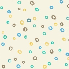 Turquoise, Gray, Blue, Gold Watercolor Dots