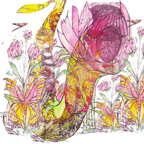 garden fairies and flowering saxophone 