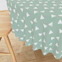 Watercolor triangles - white on mint geometric || by sunny afternoon