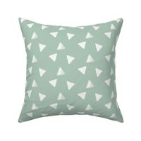 Watercolor triangles - white on mint geometric || by sunny afternoon
