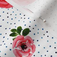 Roses - Shibori Blue Polka Dots