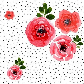 Roses - Shibori Black Polka Dots