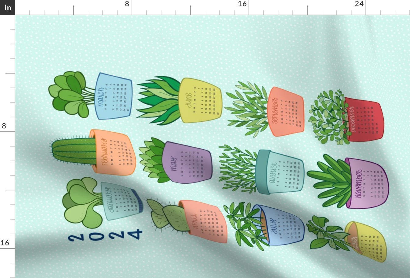 2024 Houseplant Tea Towel Calendar