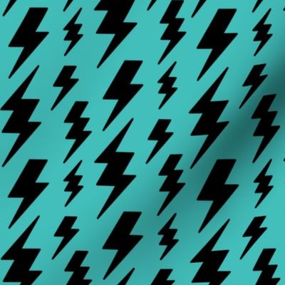 lightning bolts black on teal » halloween