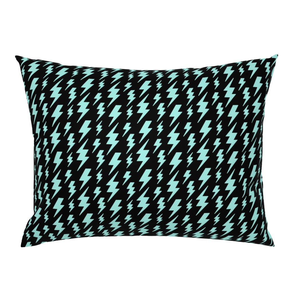 lightning bolts pastel teal blue on black » halloween