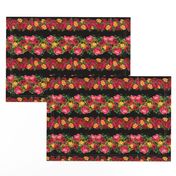 Vertical Rose Floral Garlands in Black