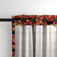 Vertical Rose Floral Garlands in Black