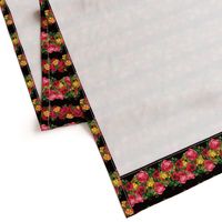 Vertical Rose Floral Garlands in Black