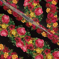 Vertical Rose Floral Garlands in Black