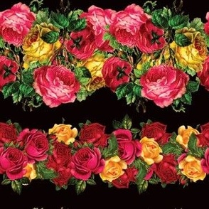 Vertical Rose Floral Garlands in Black