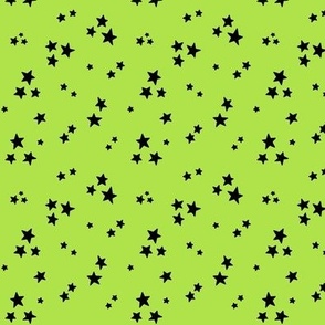 starry stars SM black on bright lime green