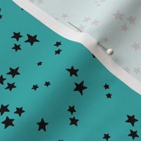 starry stars SM black on teal