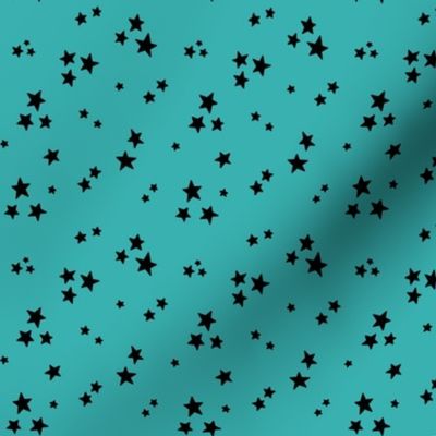 starry stars SM black on teal